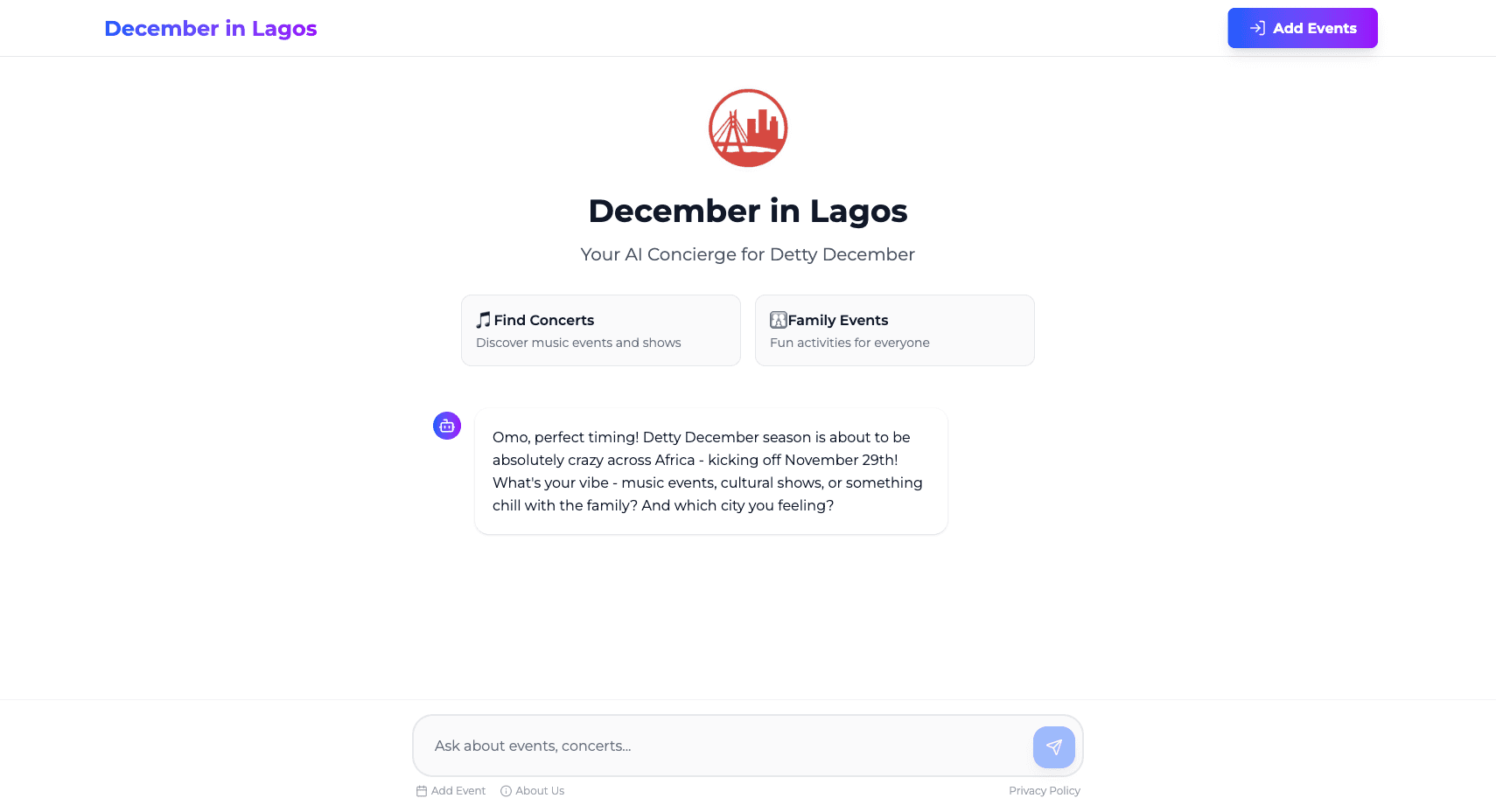 Screenshot of December in Lagos project